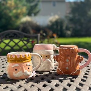 Set of 3 Pinkmas Christmas Pink Mugs - Santa - Nutcracker - Gingerbread Man